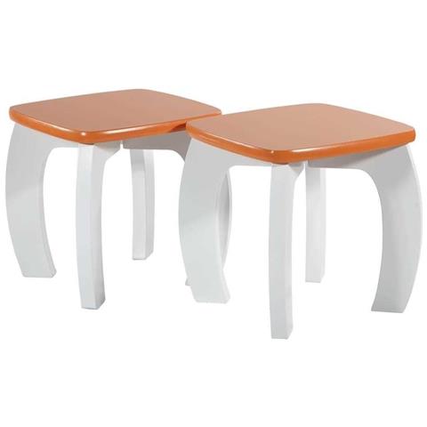 Set Tavolo E 2 Sgabelli In Legno Bianchi /arancioni 96x48x42 H Cm - Foto 2