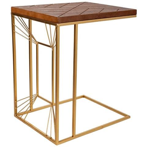 Tavolino Angolare In Legno E Metallo Oro 45x35x55h - Foto 1