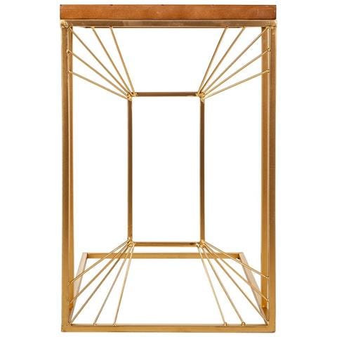 Tavolino Angolare In Legno E Metallo Oro 45x35x55h - Foto 8