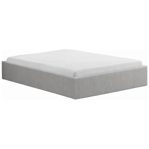 Austin Letto Con Scatola Di Deposito 160x200cm Velluto Grigio A Coste - Foto 1