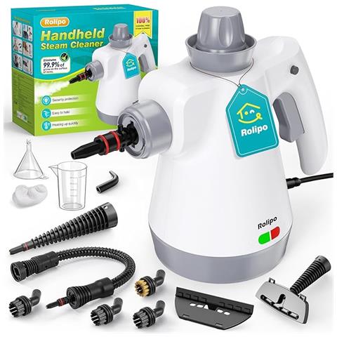 Pulitore a Vapore Portatile, Pistola a Vapore Multifunzione Per Uso Domestico, Pressurizzato Con 12 Accessori e Blocco Di Sicurezza, Per La Pulizia Di Cucina, Bagno, Fughe, Finestre, Grasso - Foto 1