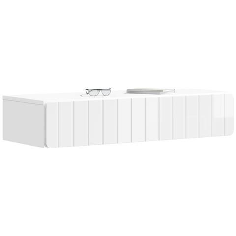 Tavolino da Parete Laterale Bianco Lucido 87,5 x 34,5 x 17 cm - Foto 2