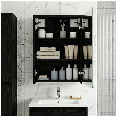 Mobiletto per specchio da bagno Rovere Nero 43 x 16 x 62.5 cm - Foto 2
