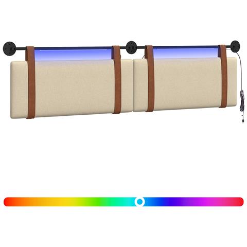 Testiera sospesa Con luce LED Crema PU Antico - Foto 1