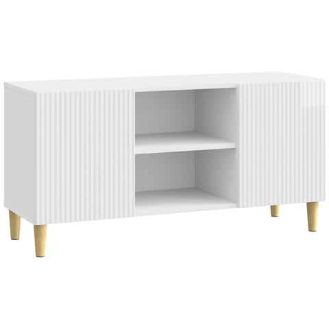 Mobile TV Bianco Lucido 102 x 34,5 x 50 cm Legno ingegnerizzato - Foto 1