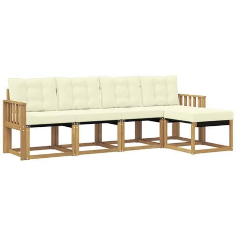 Set di divani da esterno con cuscino 5 pcs Bianco e Crema - Foto 1