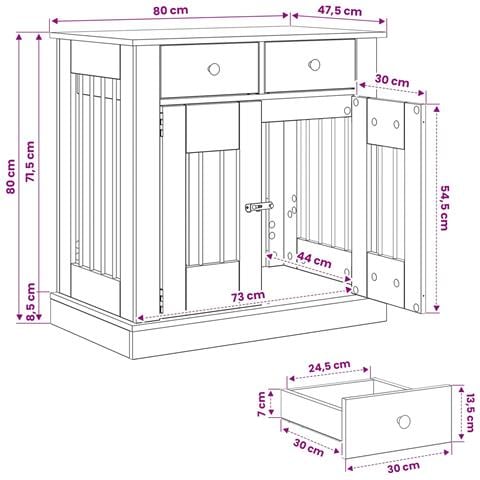 Mobile da cassa per cani Rovere Sonoma 80 x 47,5 x 80 cm - Foto 9