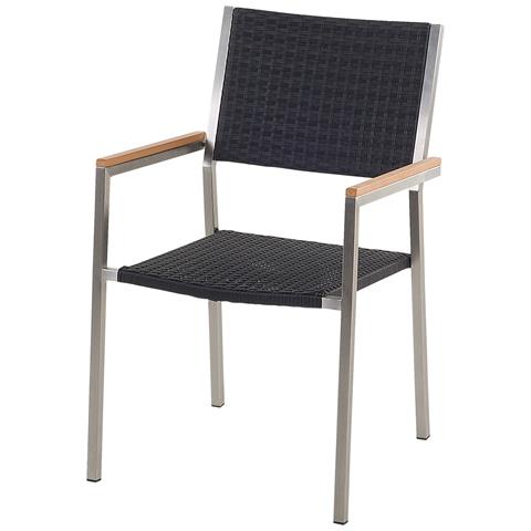 Set Di Tavolo E Sedie Da Giardino In Acciaio, Basalto E Rattan - 180cm - Nero Lucido - Grosseto - Foto 28