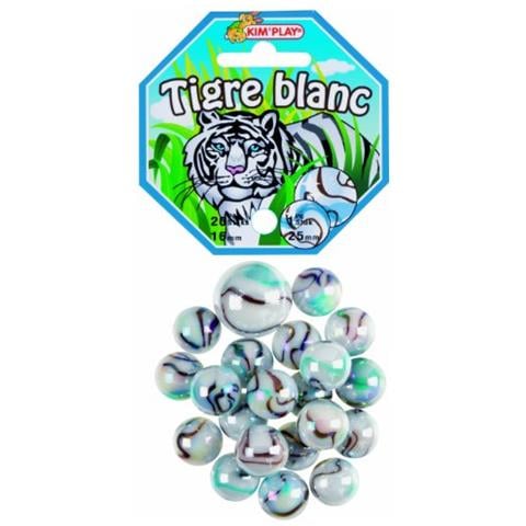 Kim'play 500 827, Confezione Da 21 Biglie (1 Grande), Tiger Fantasia Bianca - Foto 1