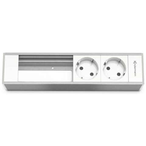 Module Holder 4-fold, 2 X Mains, 2 X Empty - Steckdosengehuse - Oberflchenbndig Montierbar - Power Cee 7/4 X 2 - Eloxiertes Aluminium (7449000202) - Foto 1