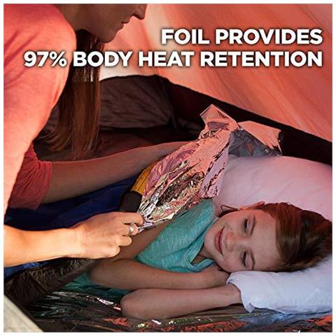 Generale Medi Emergenza Foil Blanket Mylar Emergenza Coperta Termica (12-pack) - Survival Coperte Perfetto Per Esterna Escursionismo Sopravvivenza Maratone O Di Primo Soccorso - Foto 2