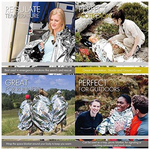 Generale Medi Emergenza Foil Blanket Mylar Emergenza Coperta Termica (12-pack) - Survival Coperte Perfetto Per Esterna Escursionismo Sopravvivenza Maratone O Di Primo Soccorso - Foto 4
