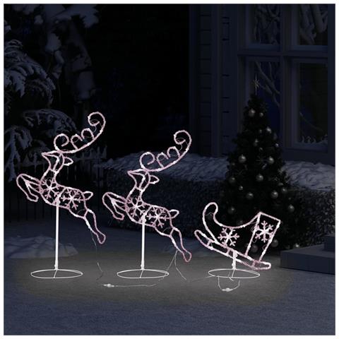 Decorazione Slitta Renne in Acrilico 260x21x87cm Bianco Caldo - Foto 2