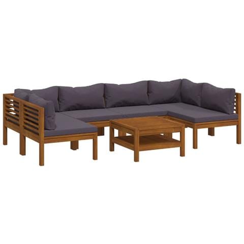 Set Divani Da Giardino 7 Pz Con Cuscini In Massello Di Acacia - Foto 1