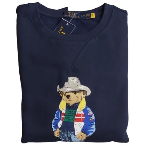 Felpa Uomo Polo Bear Men's Sweatshirt Girocollo Stampa Orso Orsetto Polsini A Coste Felpa Senza Cappuccio Tg Xl - Foto 2