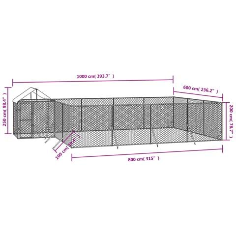Cuccia Cani Da Esterno Tetto Argento 10x6x2,5 M Acciaio Zincato - Foto 3