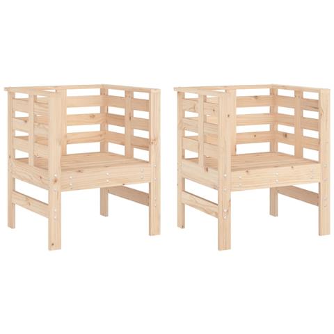 Sedie Da Giardino 2pz 61,5x53x71 Cm In Legno Massello Di Pino - Foto 2