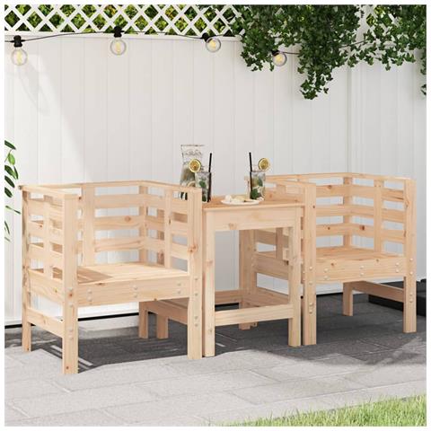 Sedie Da Giardino 2pz 61,5x53x71 Cm In Legno Massello Di Pino - Foto 1