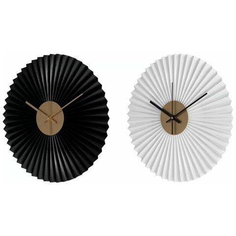 Orologio Da Parete Dkd Home Decor Nero Bianco Ferro 30 X 4 X 30 Cm Moderno (2 Unità) - Foto 1