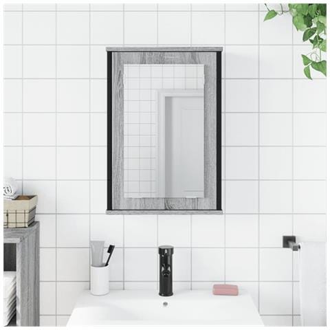 Mobile Specchio Da Bagno Grigio Sonoma 42x12x60 Cm Multistrato - Foto 3