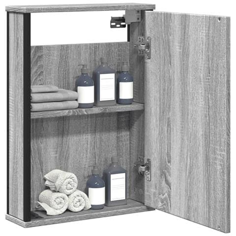 Mobile Specchio Da Bagno Grigio Sonoma 42x12x60 Cm Multistrato - Foto 1