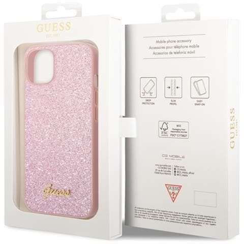 Cover Per Iphone 14 Tpu Glitter Script, Rosa - Foto 3