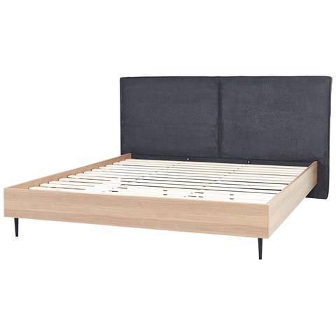 Letto Matrimoniale Grigio Scuro E Legno Chiaro 180 X 200 Cm Izernore - Foto 8