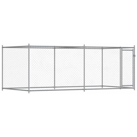 Gabbia per Cani con Porta Grigia 4x2x1,5 m in Acciaio Zincato - Foto 1