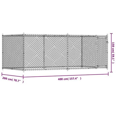 Gabbia per Cani con Porta Grigia 4x2x1,5 m in Acciaio Zincato - Foto 8