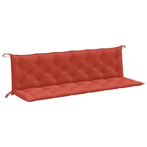 Cuscini Panca Giardino 2pz Rosso Mélange 200x50x7 Cm Tessuto - Foto 2