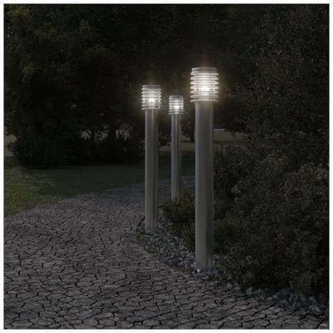 Lampada Da Terra Per Esterni Argento 110 Cm In Acciaio Inox - Foto 3