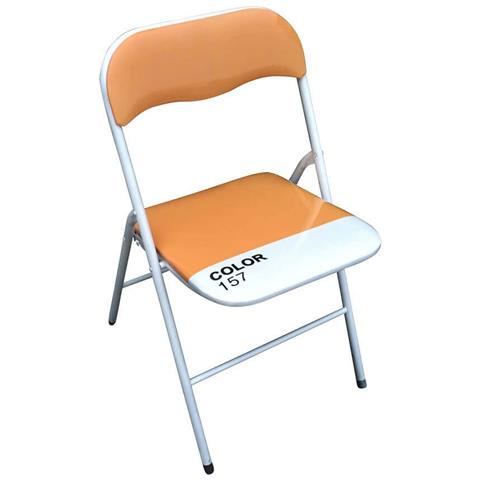 Sedia Pieghevole Da Interno O Esterno In Acciaio Con Seduta E Schienale In Pvc Imbottito Closy - Orange - Foto 1