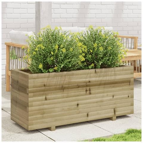 Fioriera Da Giardino 110x40x49,5 Cm In Legno Di Pino Impregnato - Foto 1