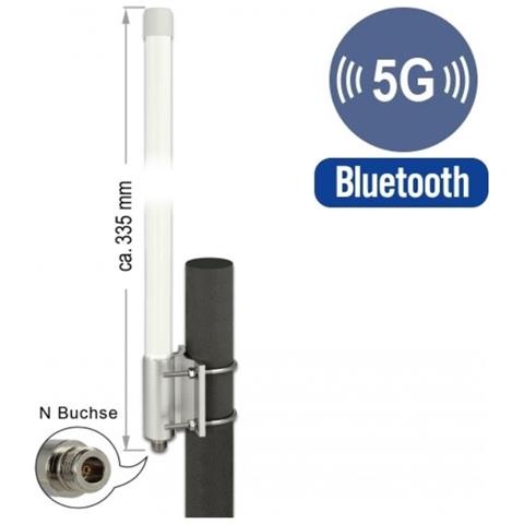 Antenna N femmina 5G LTE -2,14 - 2,93 dBi 33,5 cm montaggio fisso a parete e su palo omnidirezionale per esterno bianca - Foto 2