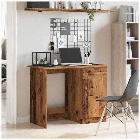 Scrivania Legno Antico 100x50x76 Cm In Legno Multistrato - Foto 3