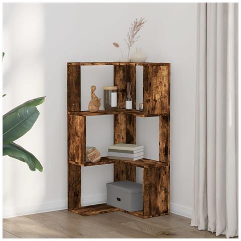 Libreria Angolare 3ripiani Rovere Fumo 50x50x102 Cm Multistrato - Foto 3