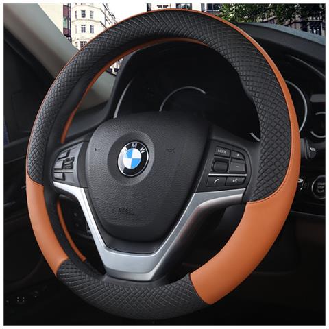 Coprivolante Antiscivolo In Pelle Pu Per Volante Dell'auto Black Orange - Foto 6