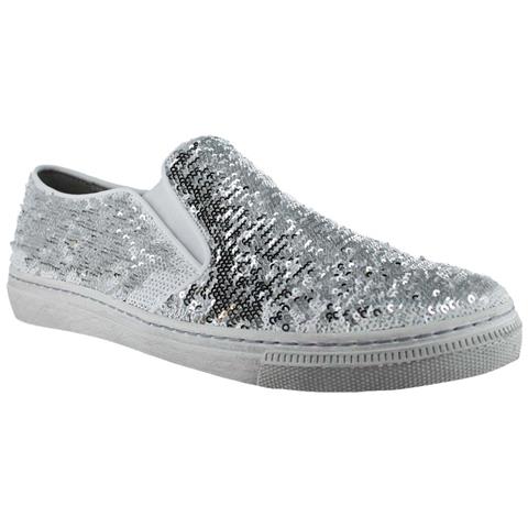 Mezze Scarpe Da Donna In Pelle Bianca Argento Scelta Slip-on 38 - Foto 2