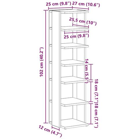 Scarpiere 2 pz Rovere Nero 25x27x102 cm in Legno Multistrato - Foto 2