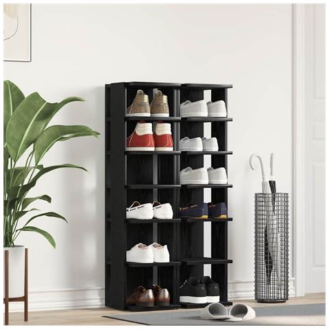 Scarpiere 2 pz Rovere Nero 25x27x102 cm in Legno Multistrato - Foto 1