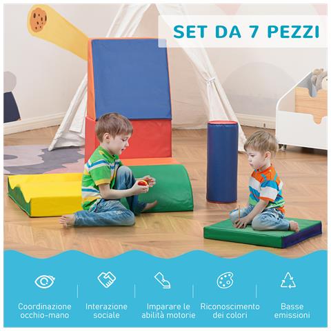 Set 7 Blocchi di Costruzioni Morbide per Bambini da 1-3 Anni per Casa e Scuola, Multicolore - Foto 6