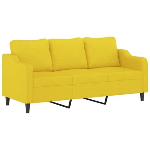 Divano A 3 Posti Giallo Chiaro 180 Cm In Tessuto - Foto 2
