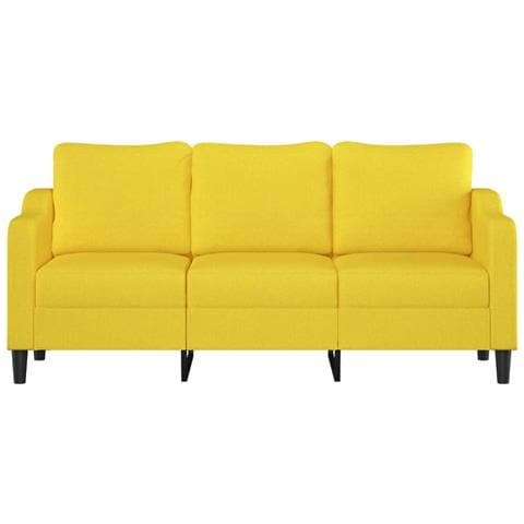 Divano A 3 Posti Giallo Chiaro 180 Cm In Tessuto - Foto 3