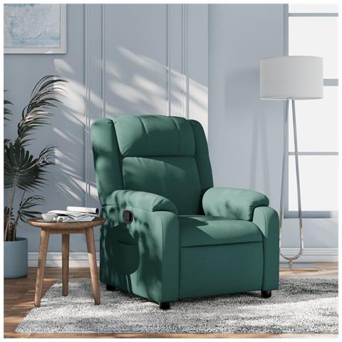 Poltrona Reclinabile In Tessuto Verde Scuro - Foto 1