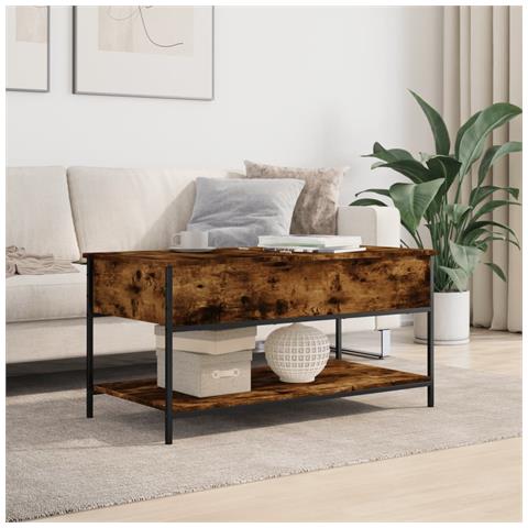 Lusso Casadino -  Tavolino Salotto Rovere Fumo 100x50x50 Cm Multistrato E Metallo - Foto 2