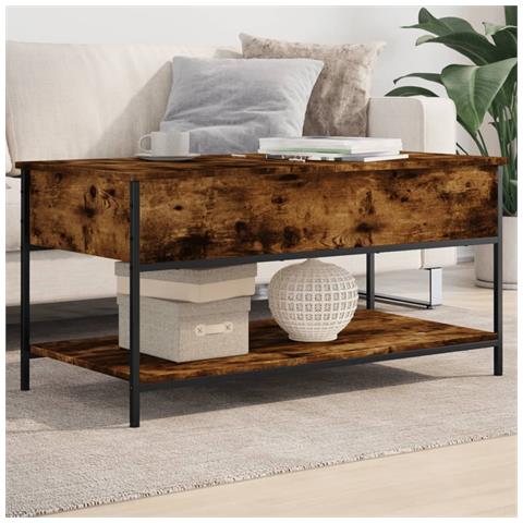 Lusso Casadino -  Tavolino Salotto Rovere Fumo 100x50x50 Cm Multistrato E Metallo - Foto 7
