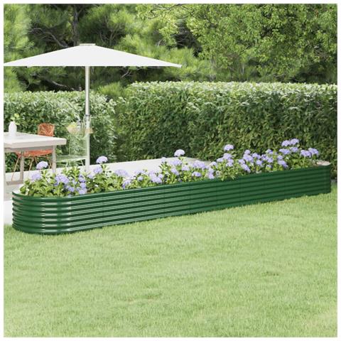 Letto Giardino Acciaio Verniciato A Polvere 440x80x36 Cm Verde - Foto 6