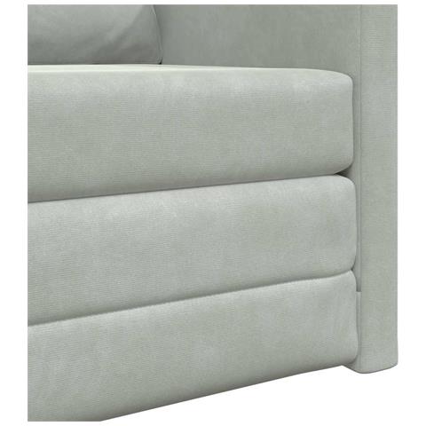 Divano a terra  Singolo Convertibile in Velluto 74x77x81 cm Grigio chiaro - Foto 9