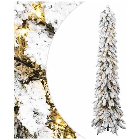 Albero di Natale Artificiale con 130 LED e Neve Floccata 210 cm - Foto 1