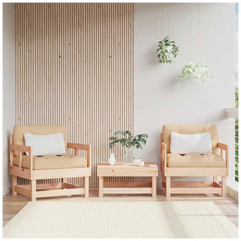 Sedie da Giardino con Cuscini 2 pz Legno Massello di Pino - Foto 2
